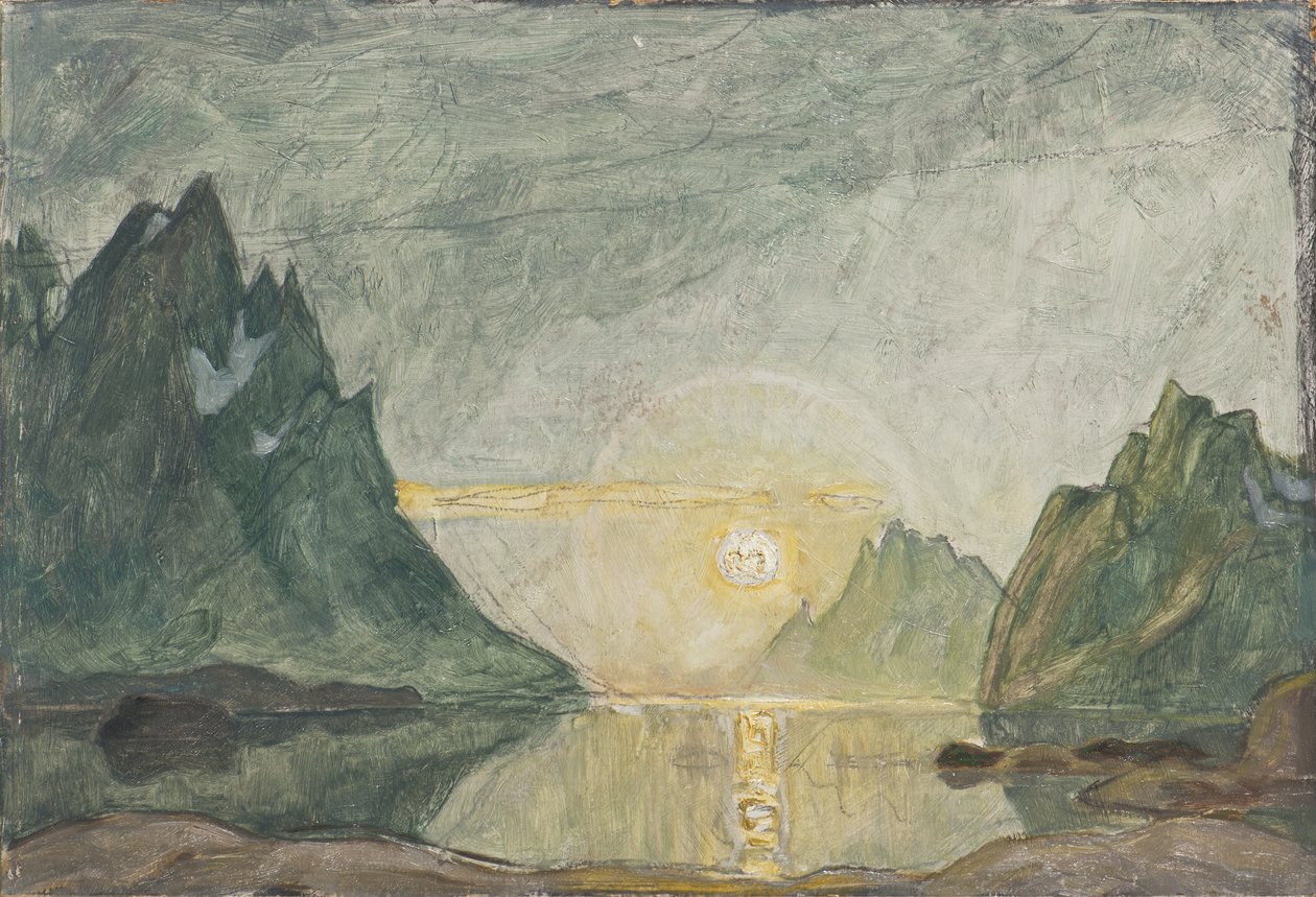 Midnattssol. Studie från Nordnorge (olja på kartong) av Anna Katarina Boberg