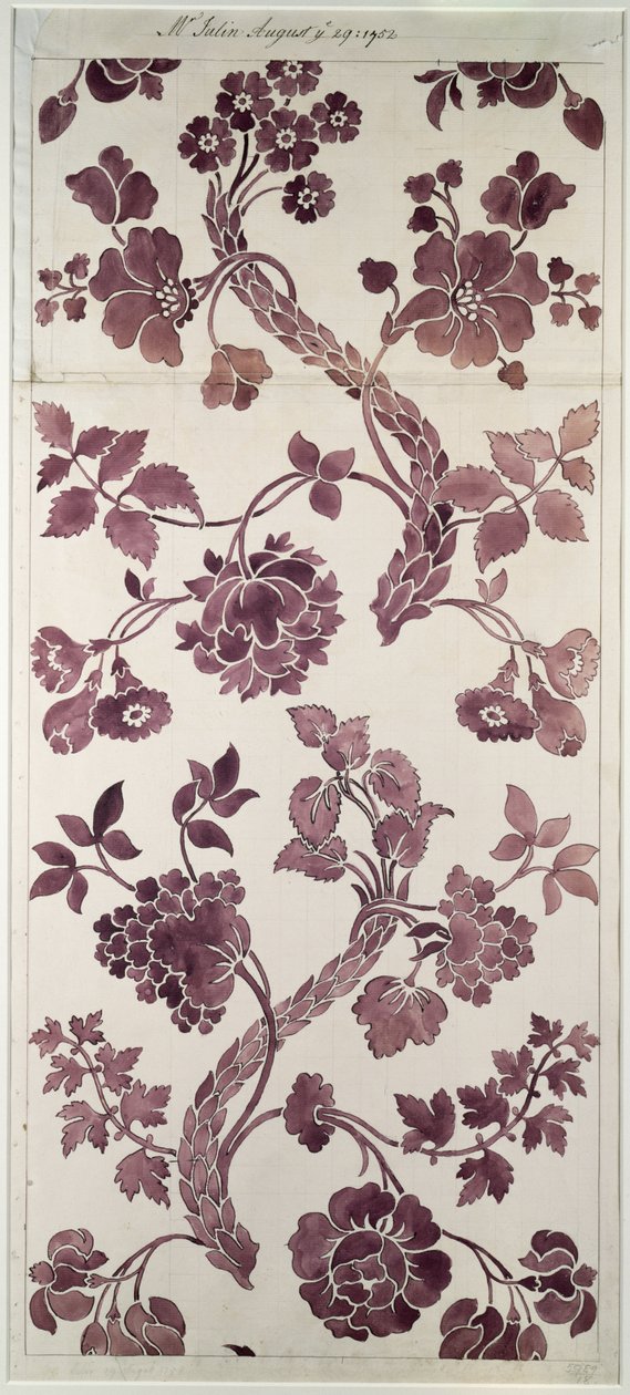 Ritning till en sidendamast, 1752 av Anna Maria Garthwaite