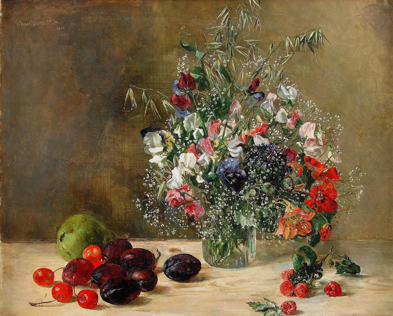 Still Life with Flowers and Fruits av Anna Munthe Norstedt