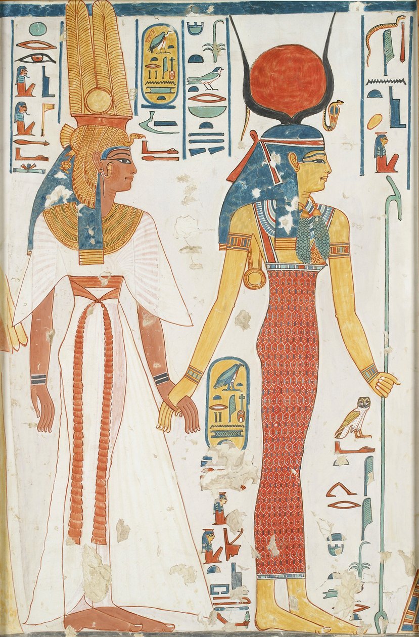 Kopia av väggmålning från drottningens grav 66 av Nefertari, Thebe, 1900-talet av Anna