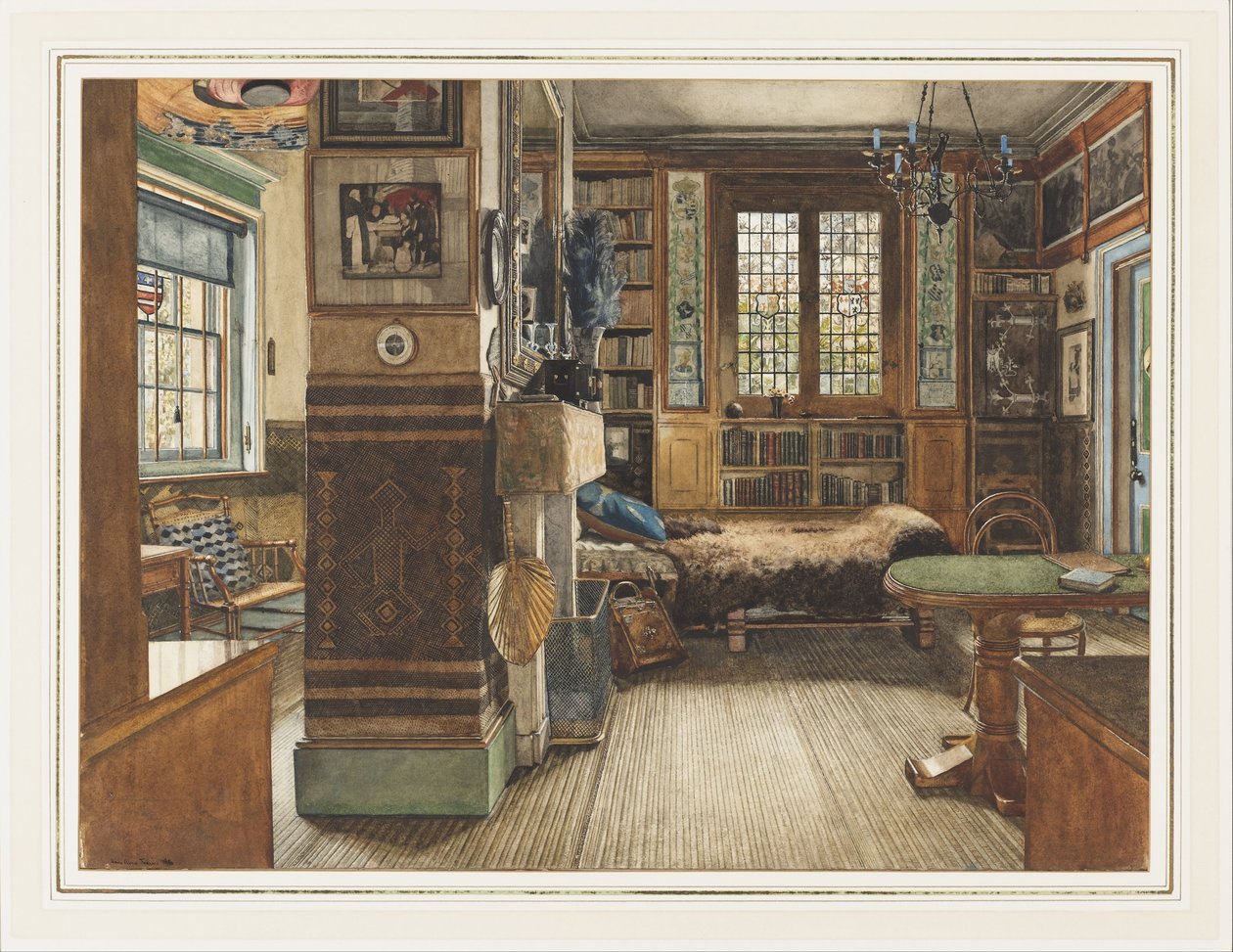 Sir Lawrence Alma-Tademas bibliotek i Townshend House, London av Anna Alma Tadema
