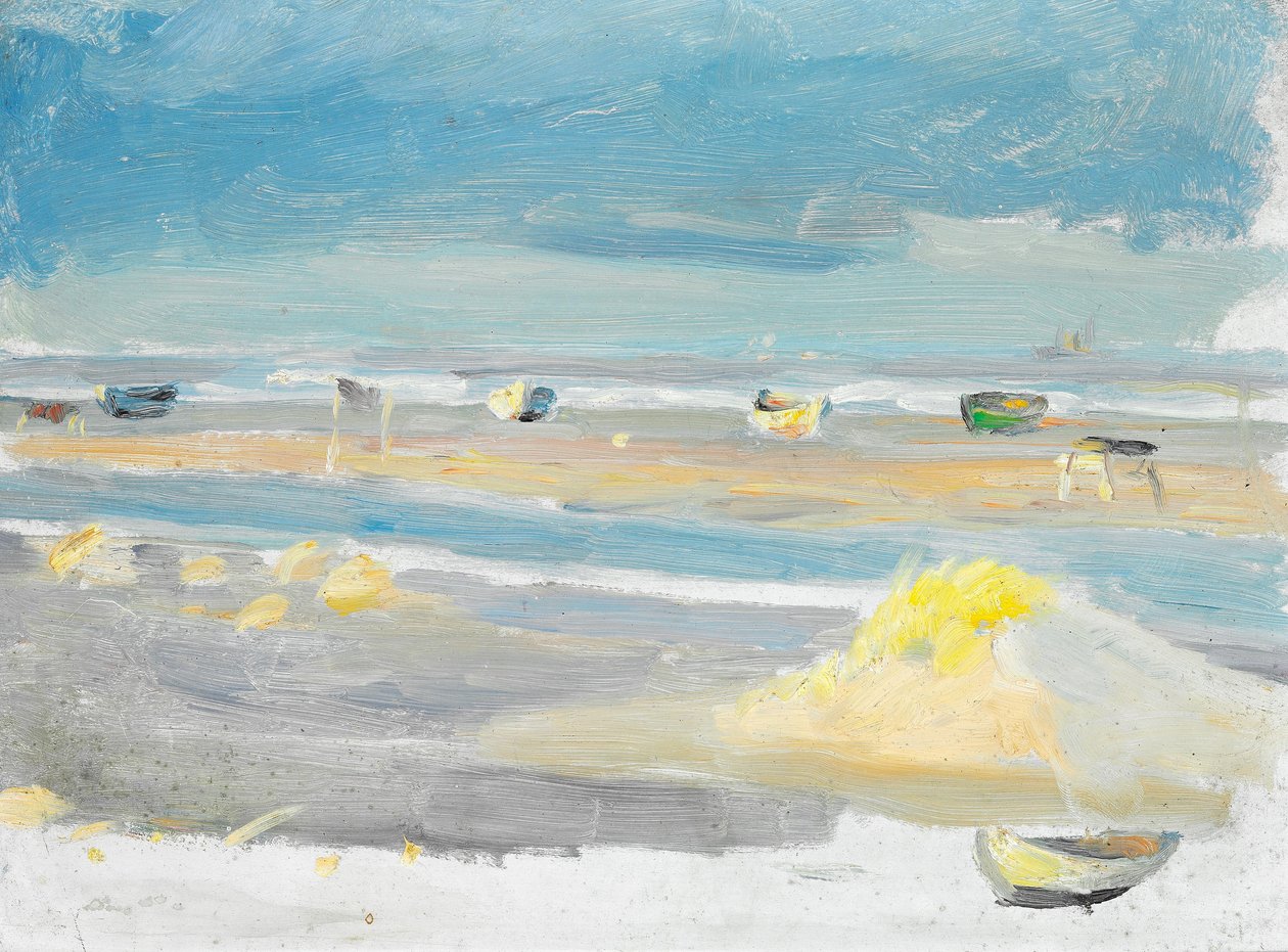 Båtar på stranden i Skagen. av Anna Ancher