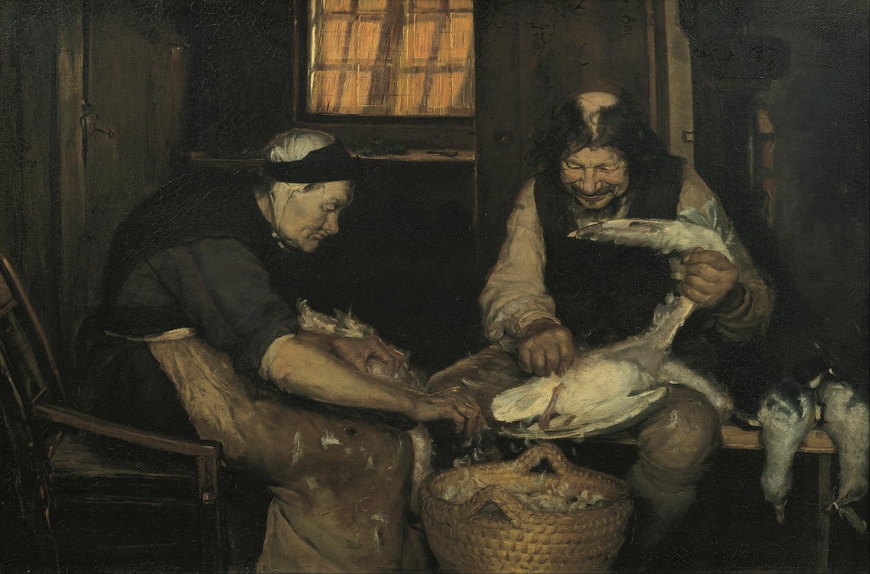 Gamla par som plockar måsar. Lars Gaihede och gamla Lene av Anna Ancher