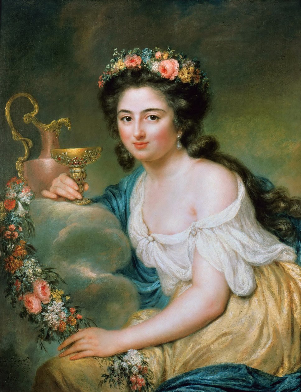 Porträtt av Henriette Herz, född De Lemos 1764-1847 som Hebe, 1778. av Anna Dorothea Therbusch