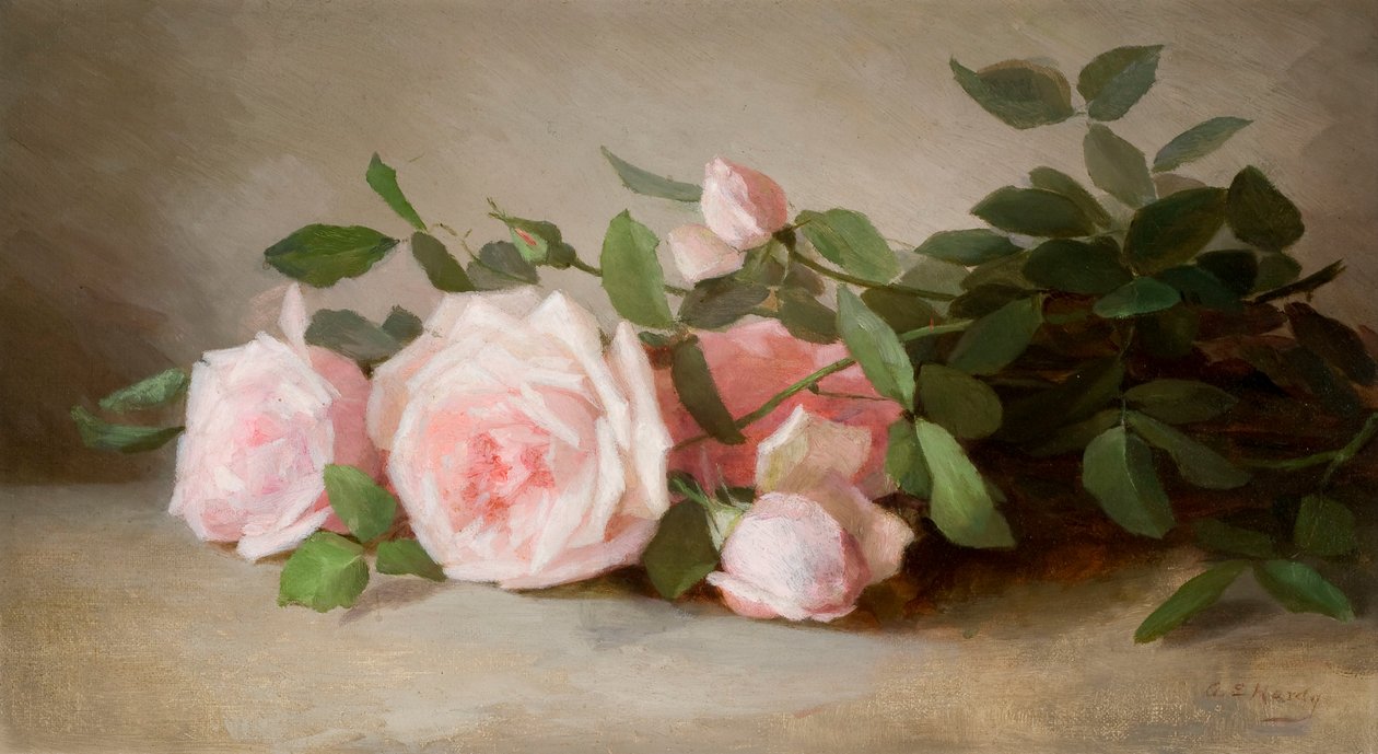 Stilleben med rosor 1880 (Olja på duk) av Anna Eliza Hardy