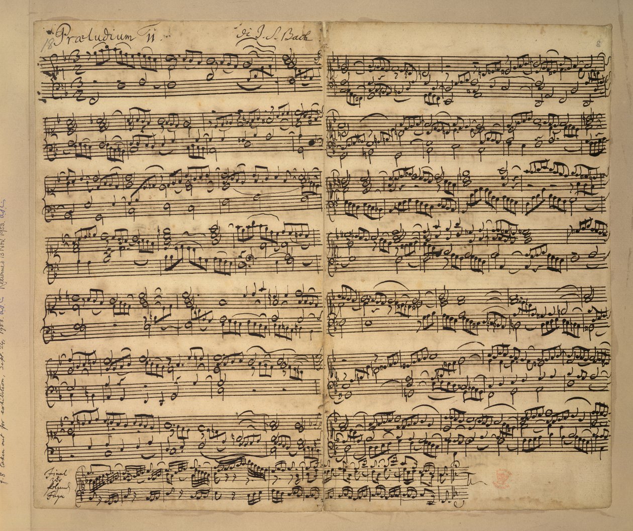 Lägg till MS 35021, f.8r, F-dur preludium, Das Wohltemperierte Clavier, bok 2, av Johann Sebastian Bach av Anna Magdalena Bach