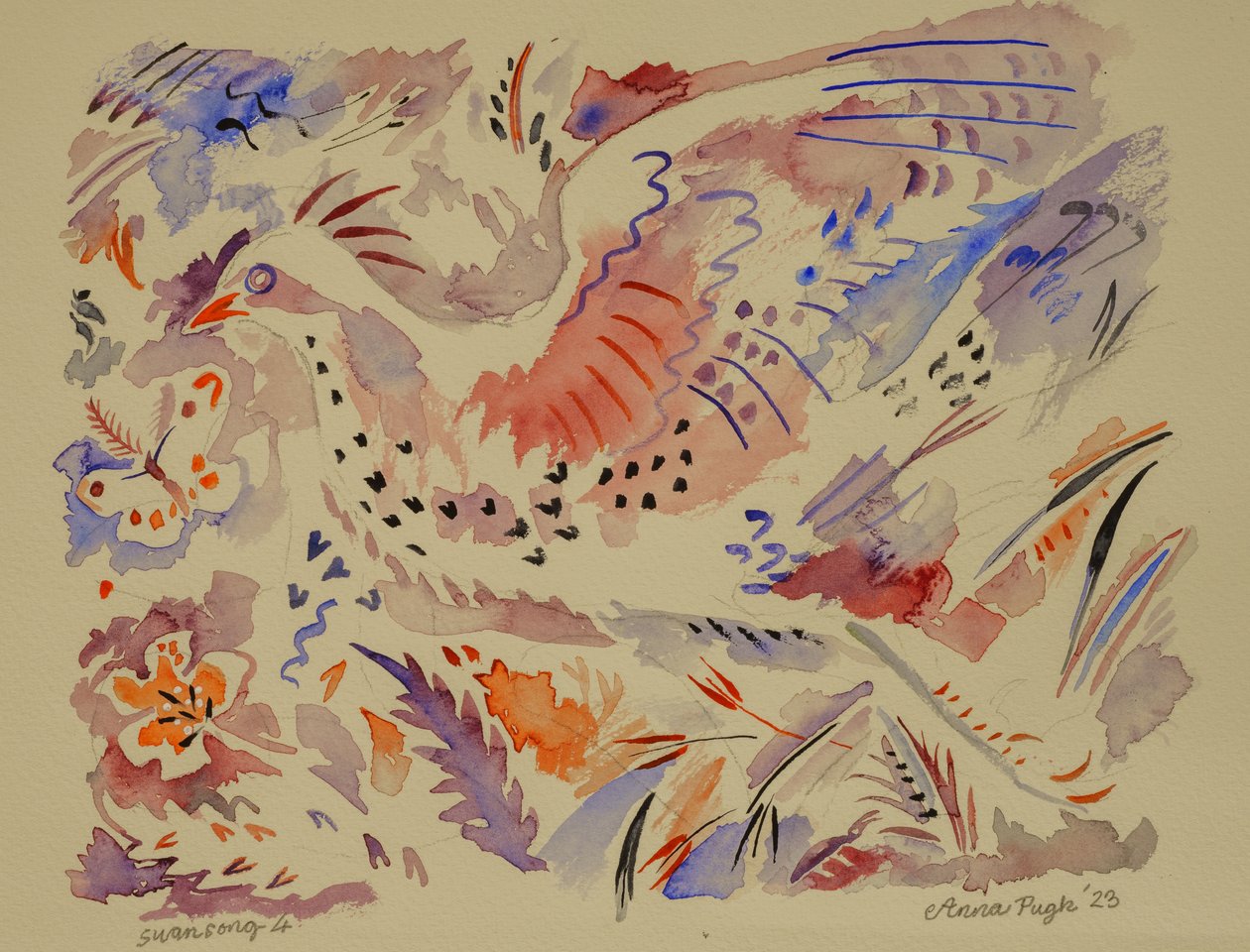 4 Swansong, 2023 (akvarell) av Anna Pugh