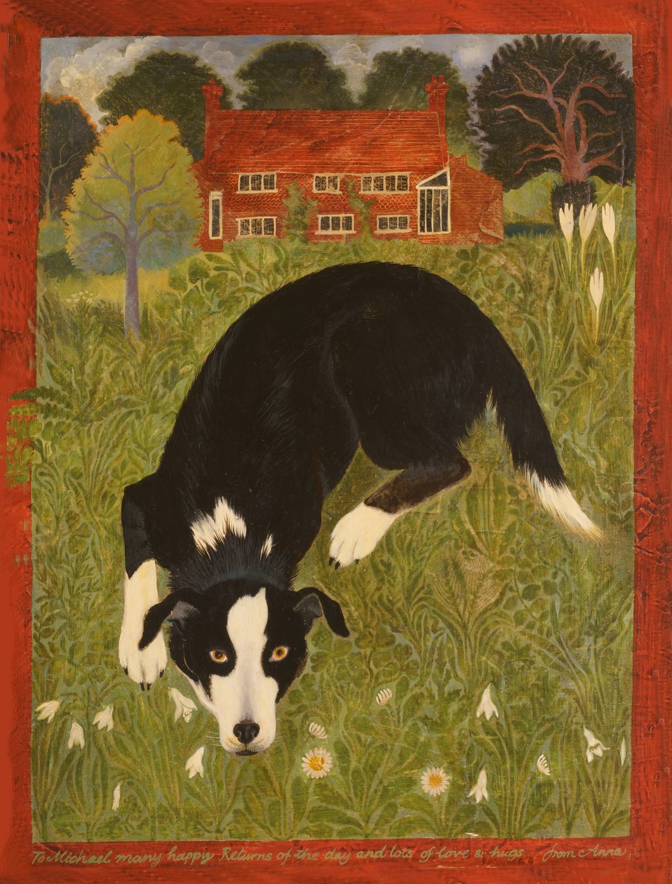 Collie hund (akryl) av Anna Pugh