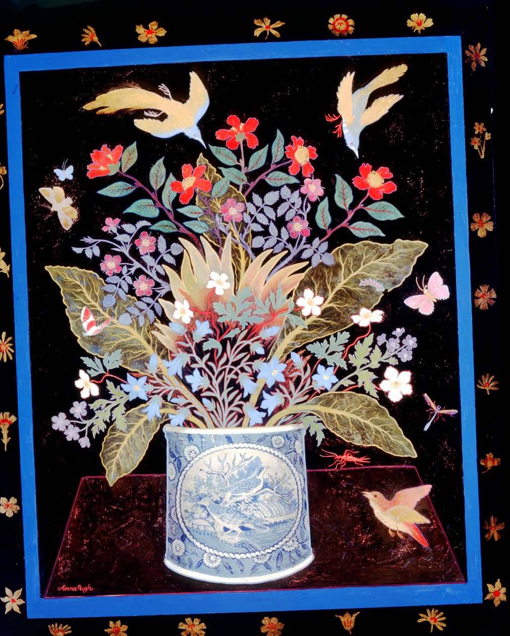 Blommor i en blå mugg av Anna Pugh