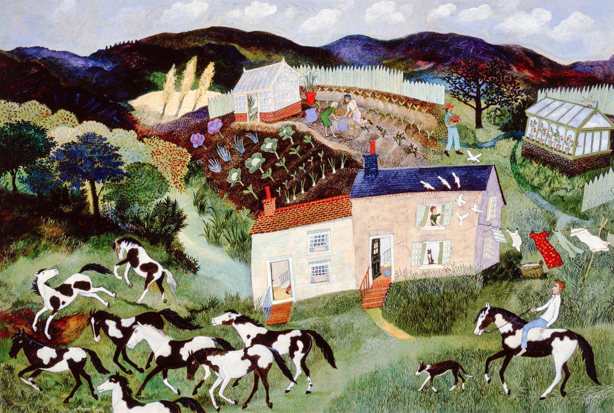 Potatisplockning, 2001 (akryl) av Anna Pugh