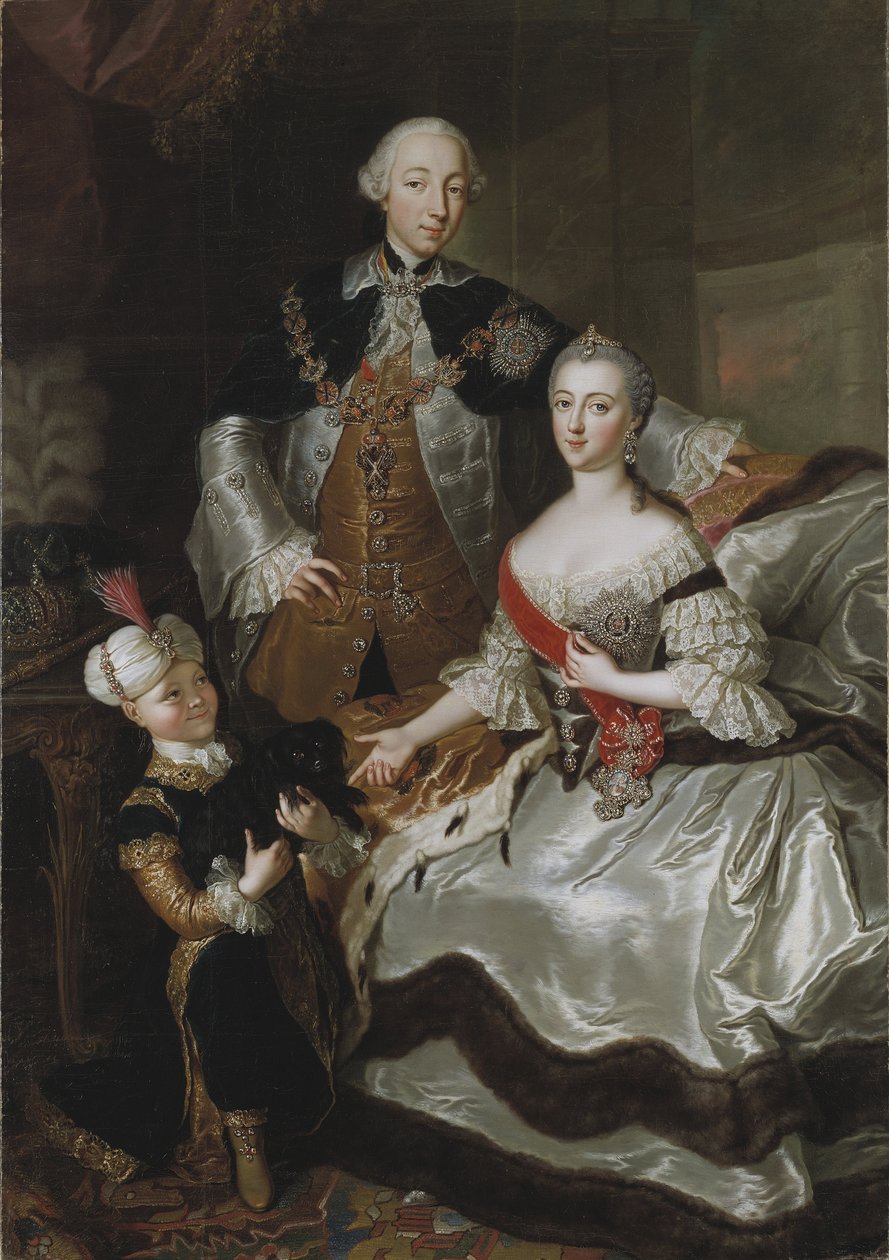 Pierre III Fiodorovitch, empereur de Russie et Catherine Alexeivna (Catherine II) - Porträtt av storhertig Pyotr Fyodorovitch och storhertiginnan Catherine Alekseyevna, av Lisiewska, Anna Rosina (1713-1783). Olja på duk av Anna Rosina Lisiewska