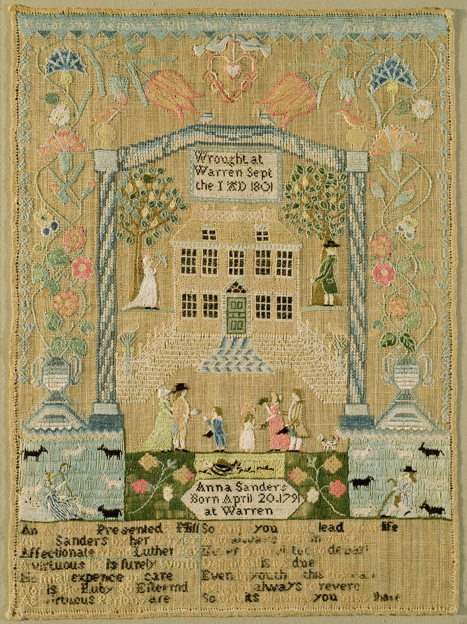 Sampler, 1801 (silk thread on linen) av Anna Sanders