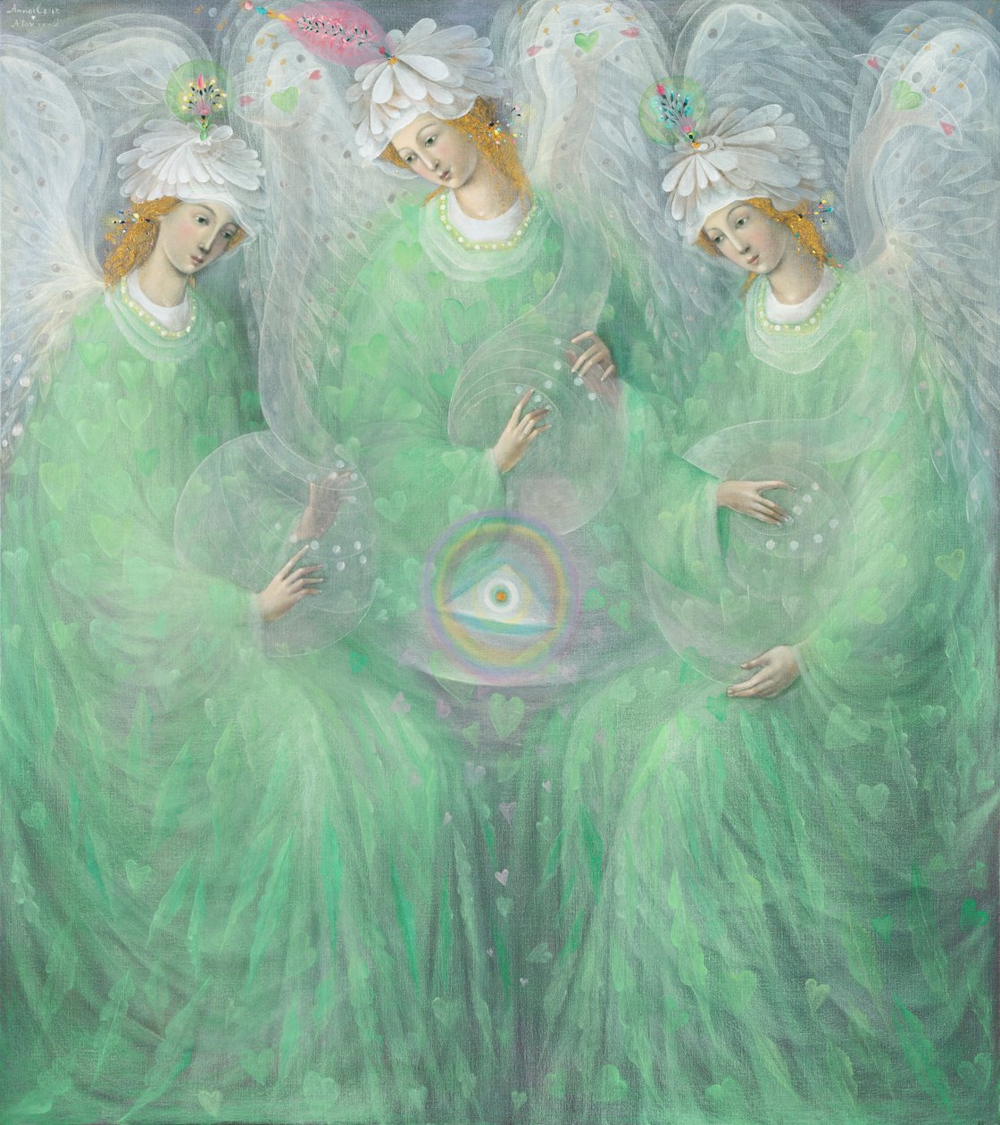 The Revelations of Spring (diptyk), vänster panel, 2012 (olja på belgiskt linne) av Annael Anelia Pavlova