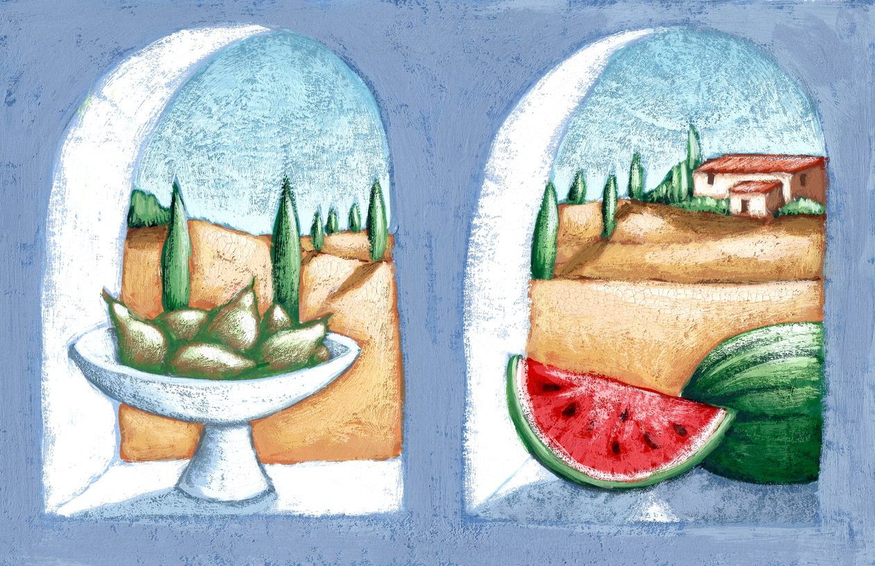 Italienskt landskap, 2010 (gouache) av Annalisa Morrocco