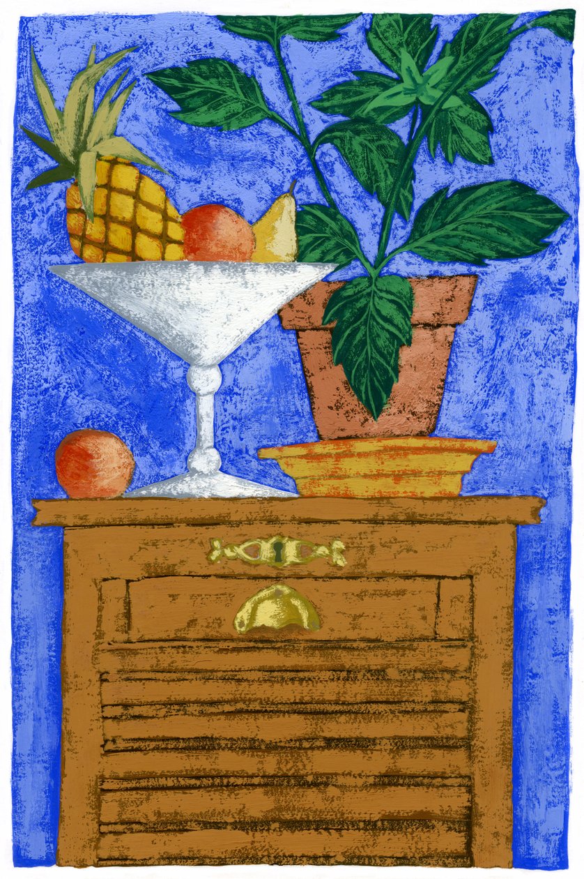Stilleben med ananas, 2010 (gouache) av Annalisa Morrocco