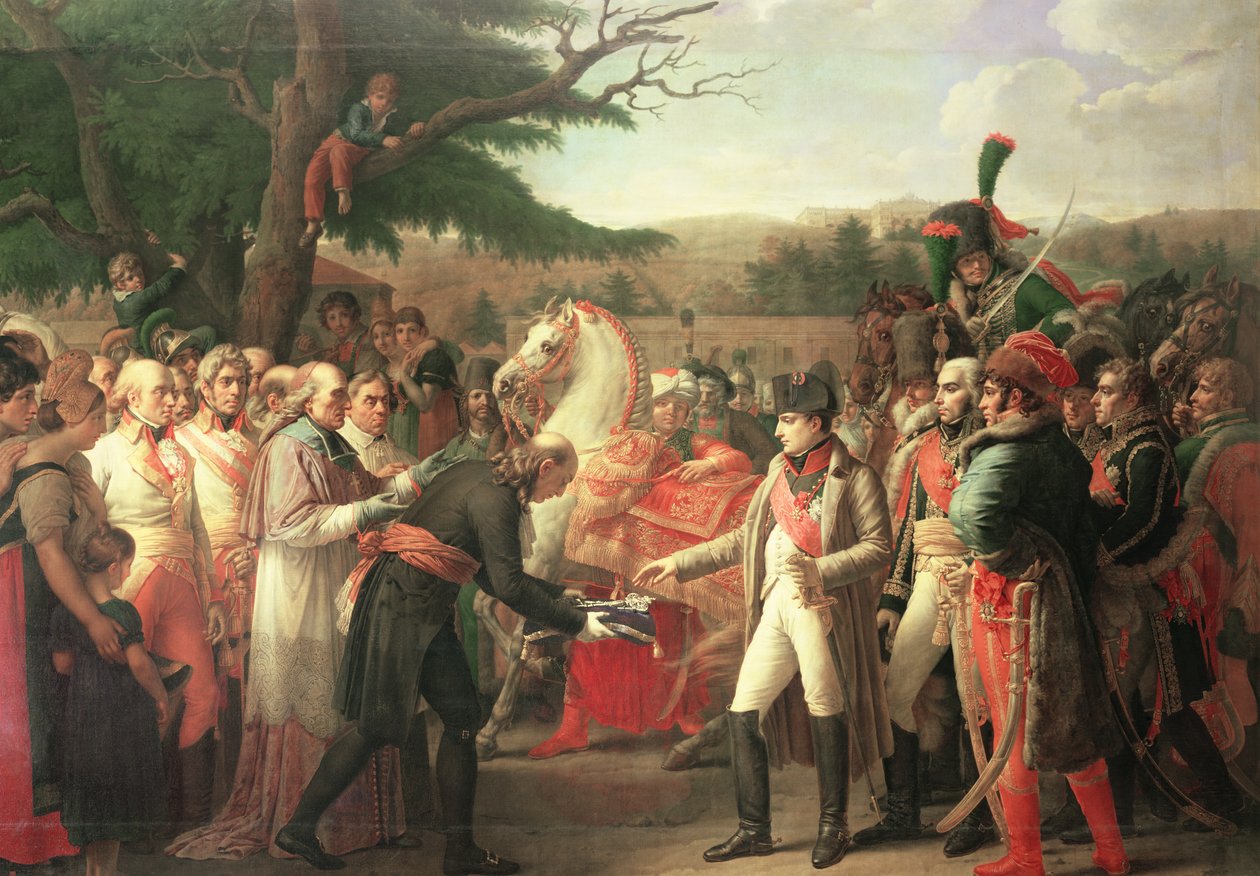 Napoleon Bonaparte (1769-1821) tar emot Wiens nycklar på Schloss Schonbrunn, 13 november 1805, 1808 av Anne Louis Girodet de Roucy Trioson