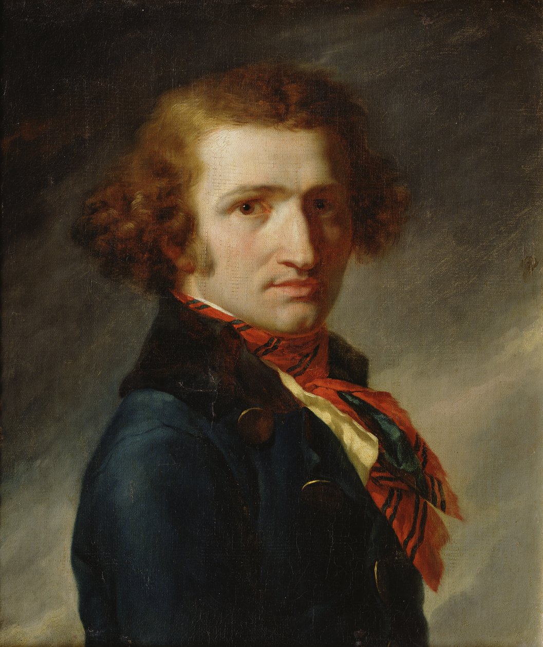 Porträtt av en man i blå kläder av Anne Louis Girodet de Roucy Trioson