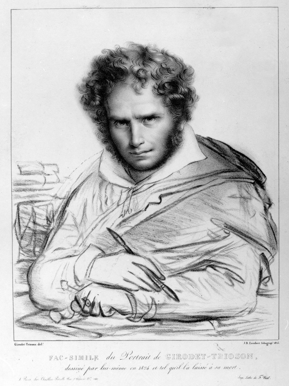 Självporträtt, tryck av J. B. Lambert av Anne Louis Girodet de Roucy Trioson