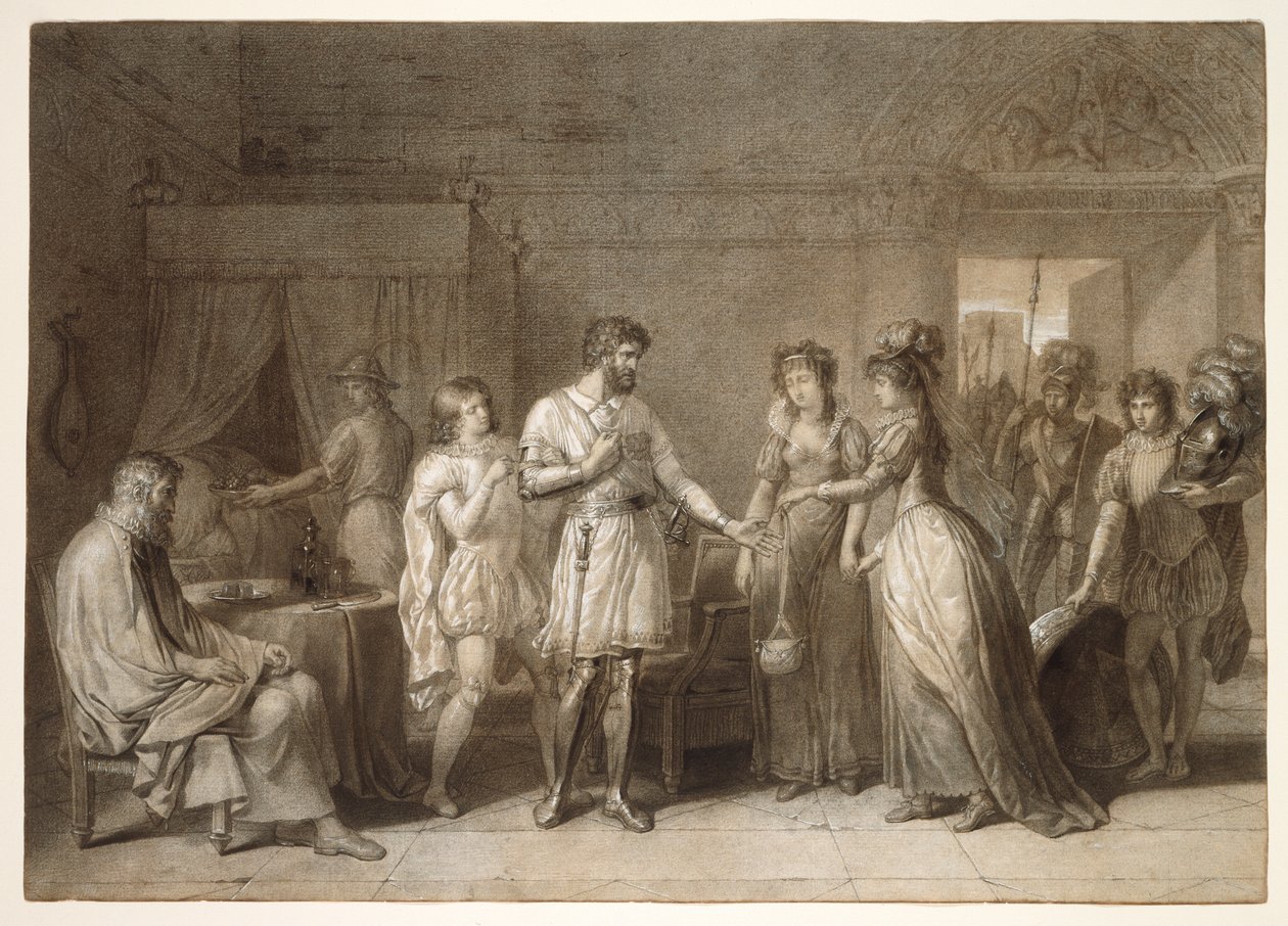 Bayard avvisar sin värdinnas presenter i Brescia av Anne-Louis Girodet de Roucy-Trioson