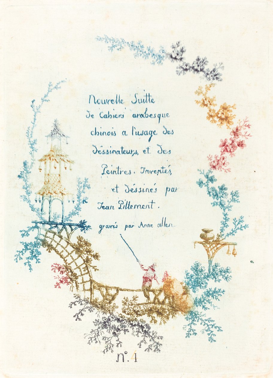 Titelsida för New Suite of Chinese Arabesques, tidigt 1760-tal. av Anne Allen
