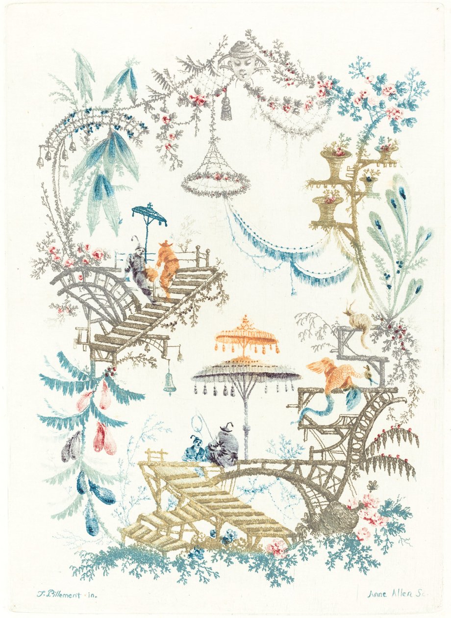 Arabesque med dubbelparasoll av Anne Allen after Jean Baptiste Pillement
