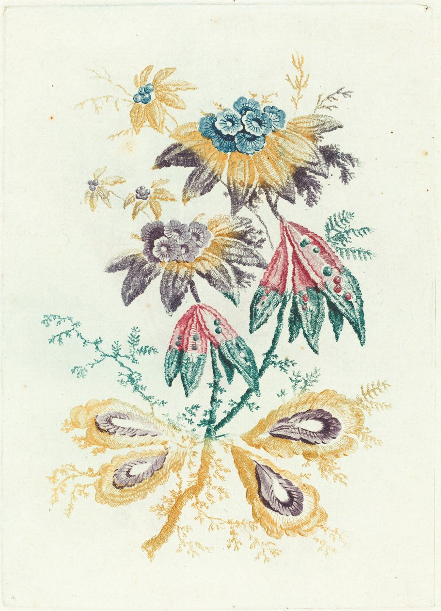 Fantastiska blommor med Peapod blad av Anne Allen after Jean Baptiste Pillement