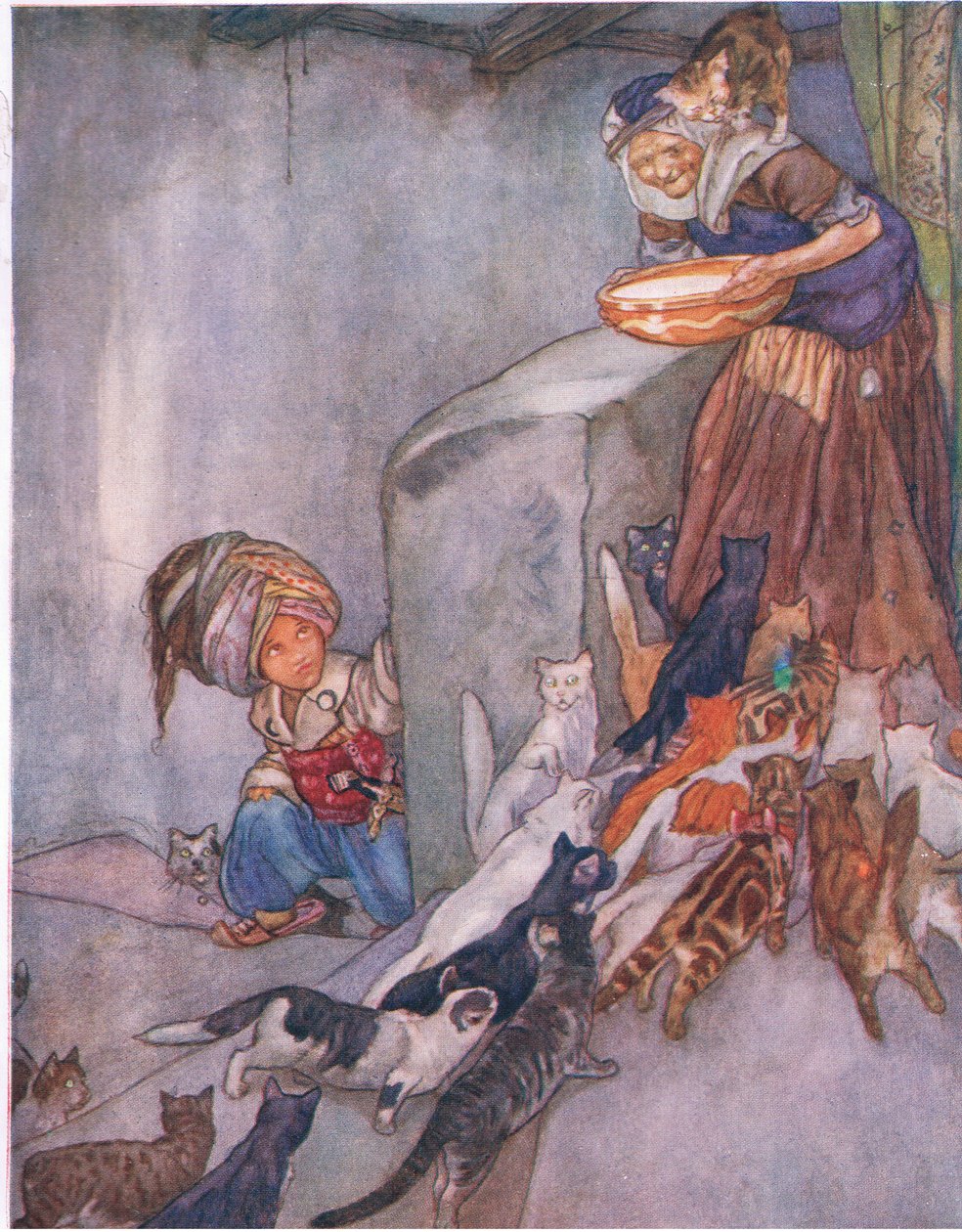 Milk for the family, från The Big Book for Children (Herbert Strang) utgiven av Humphrey Milford, Oxford University Press, ca 1920 av Anne Anderson