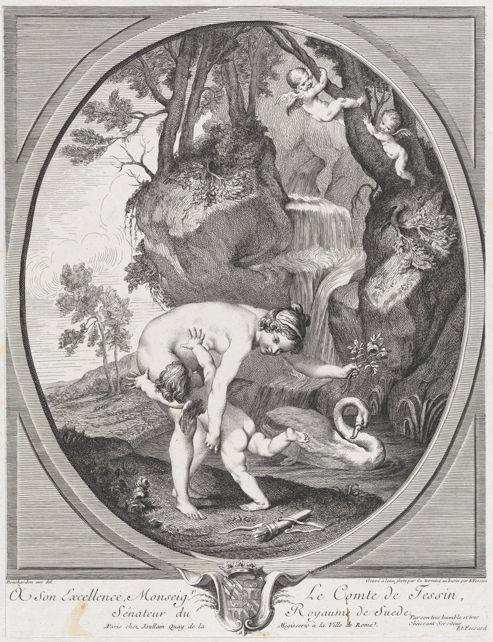 Venus Catching Love eller Venus Flogging Love, ca. 1741. Skapare: Caylus, Anne-Claude-Philippe de, Etienne Fessard. av Anne Claude Philippe de Caylus, Etienne Fessard