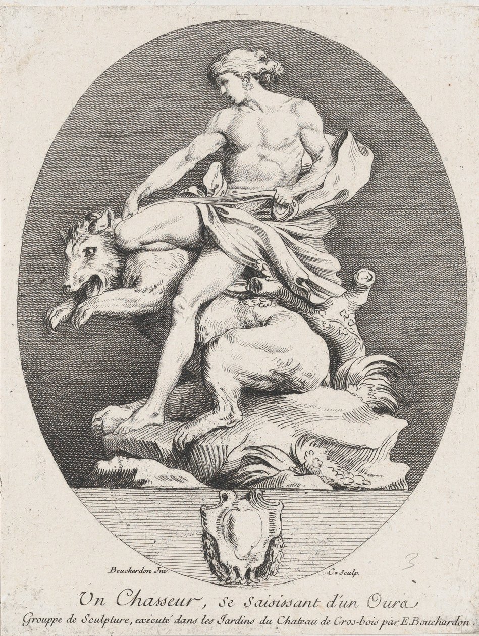 En jägare som griper en björn, 1737 av Anne Claude Philippe de