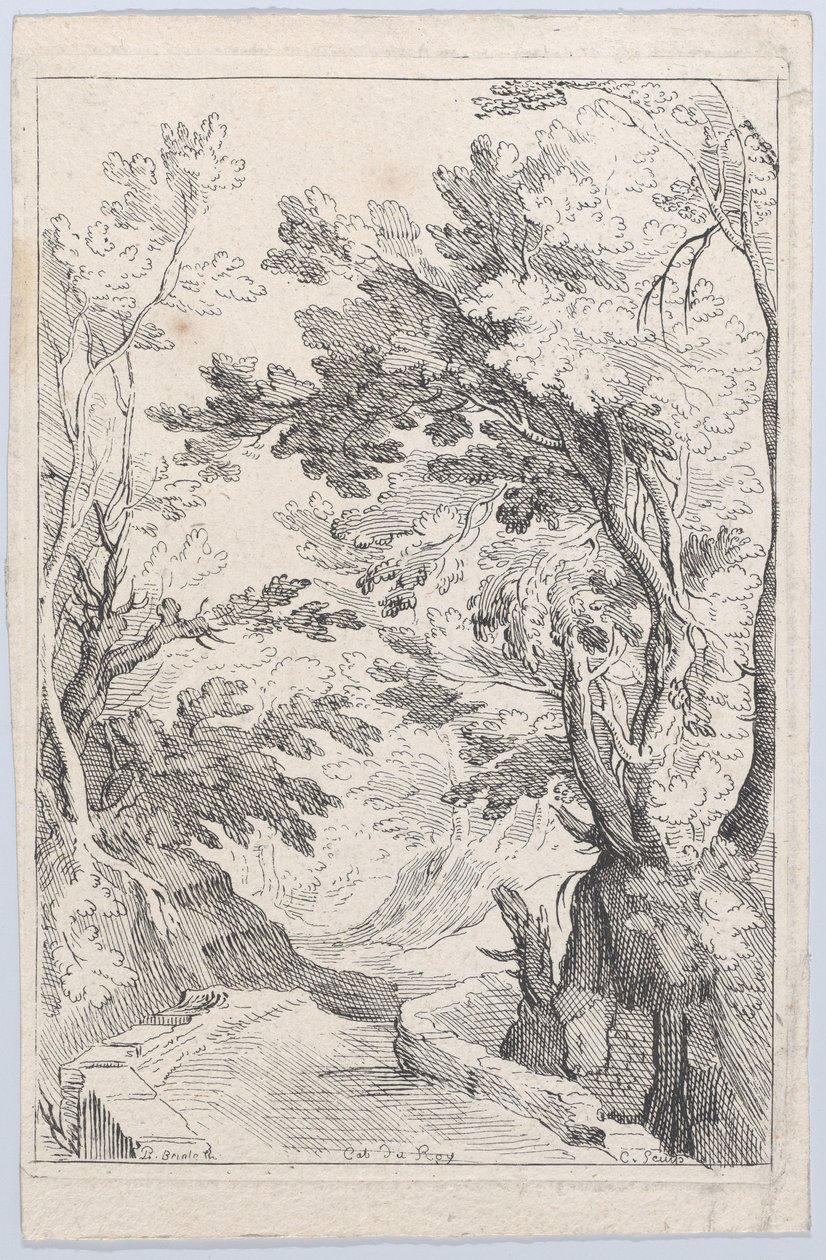 En väg med en bröstvärn i en skog, 1700-talet. av Anne Claude Philippe de Caylus