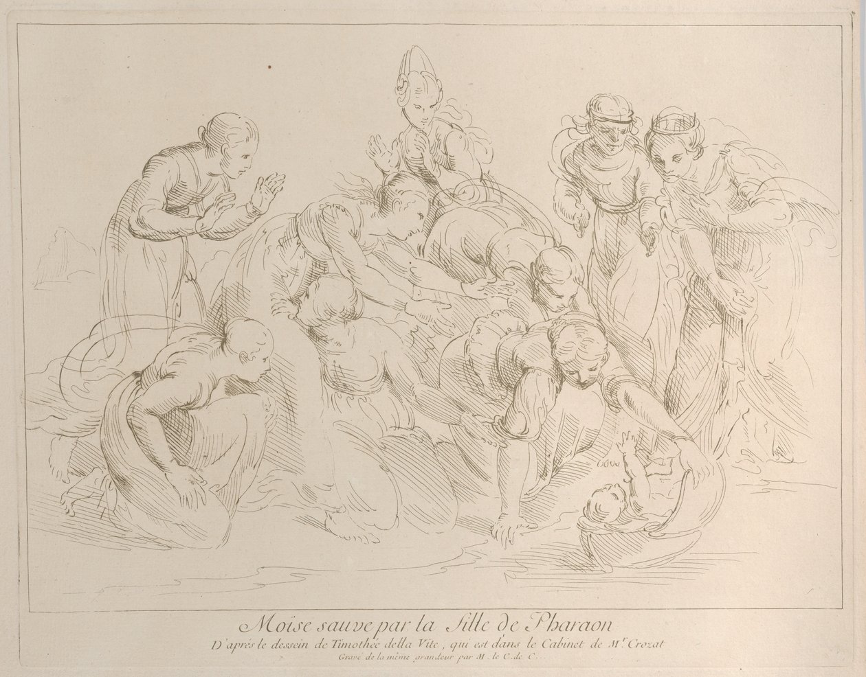 Moses räddad av faraos dotter, ca. 1729. av Anne Claude Philippe de Caylus