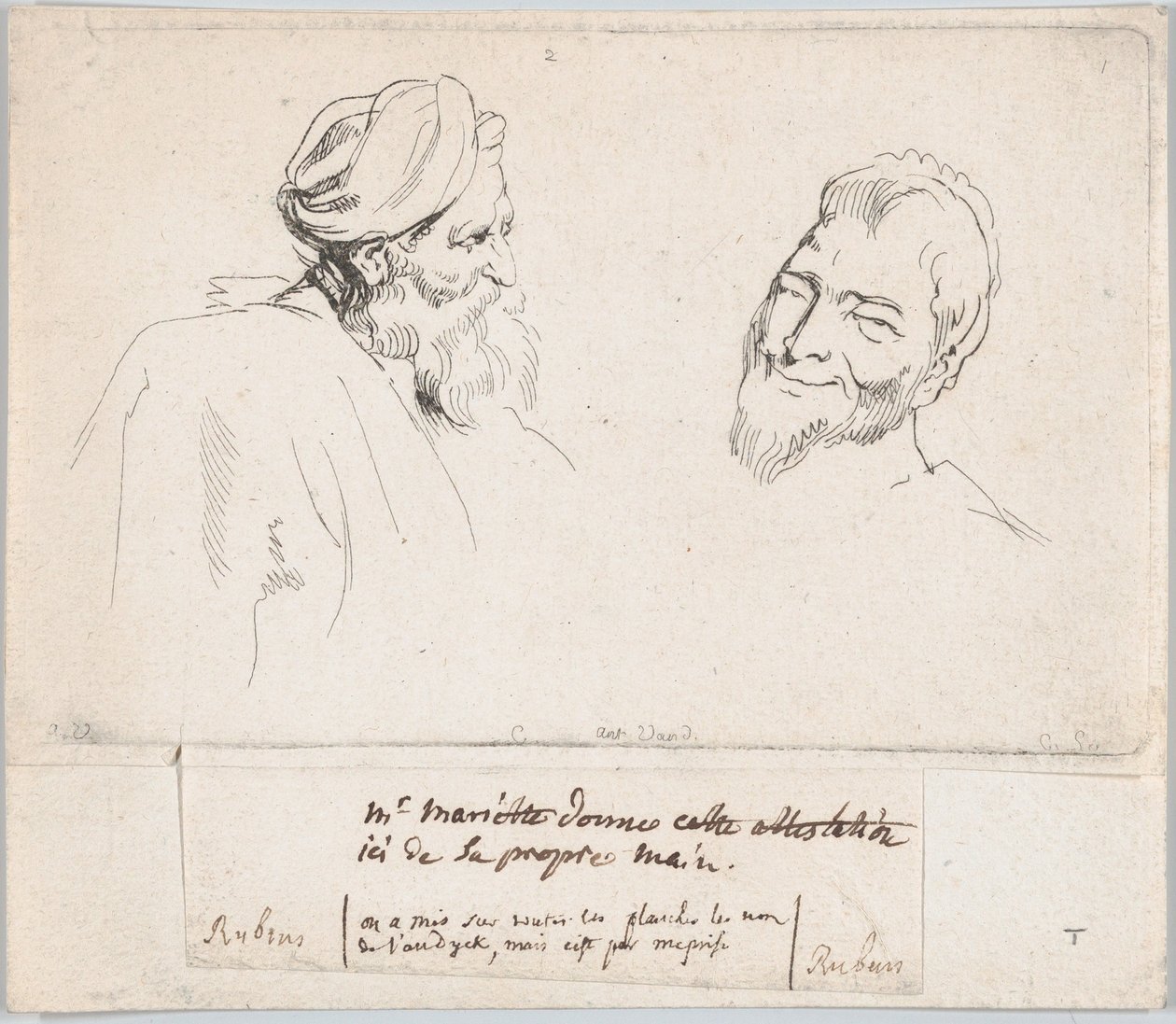 Två studier av huvuden, 1735. av Anne Claude Philippe de Caylus