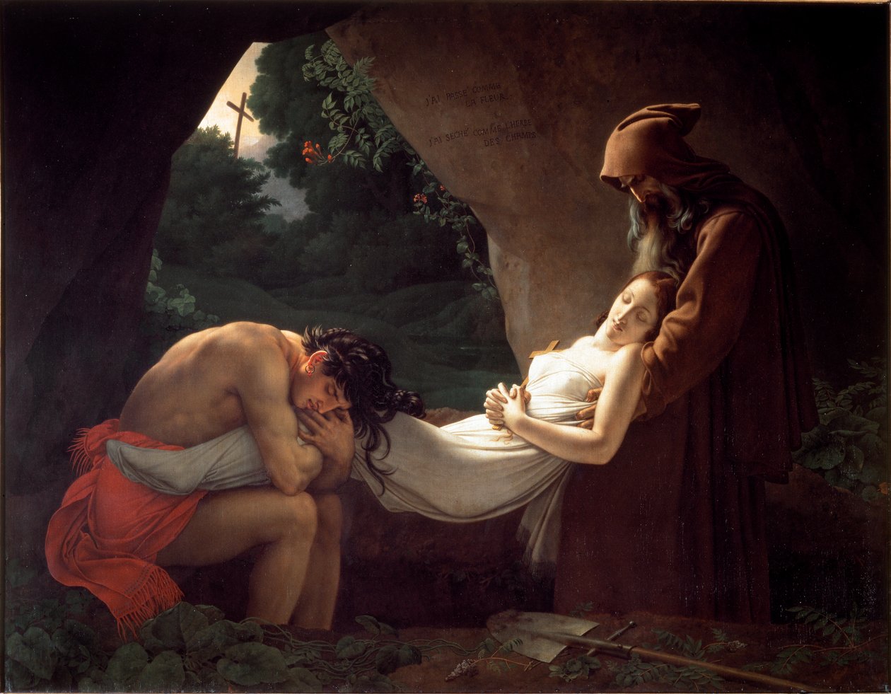 Atala vid Atalas grav eller begravning av Anne Louis Girodet de Roucy Trioson