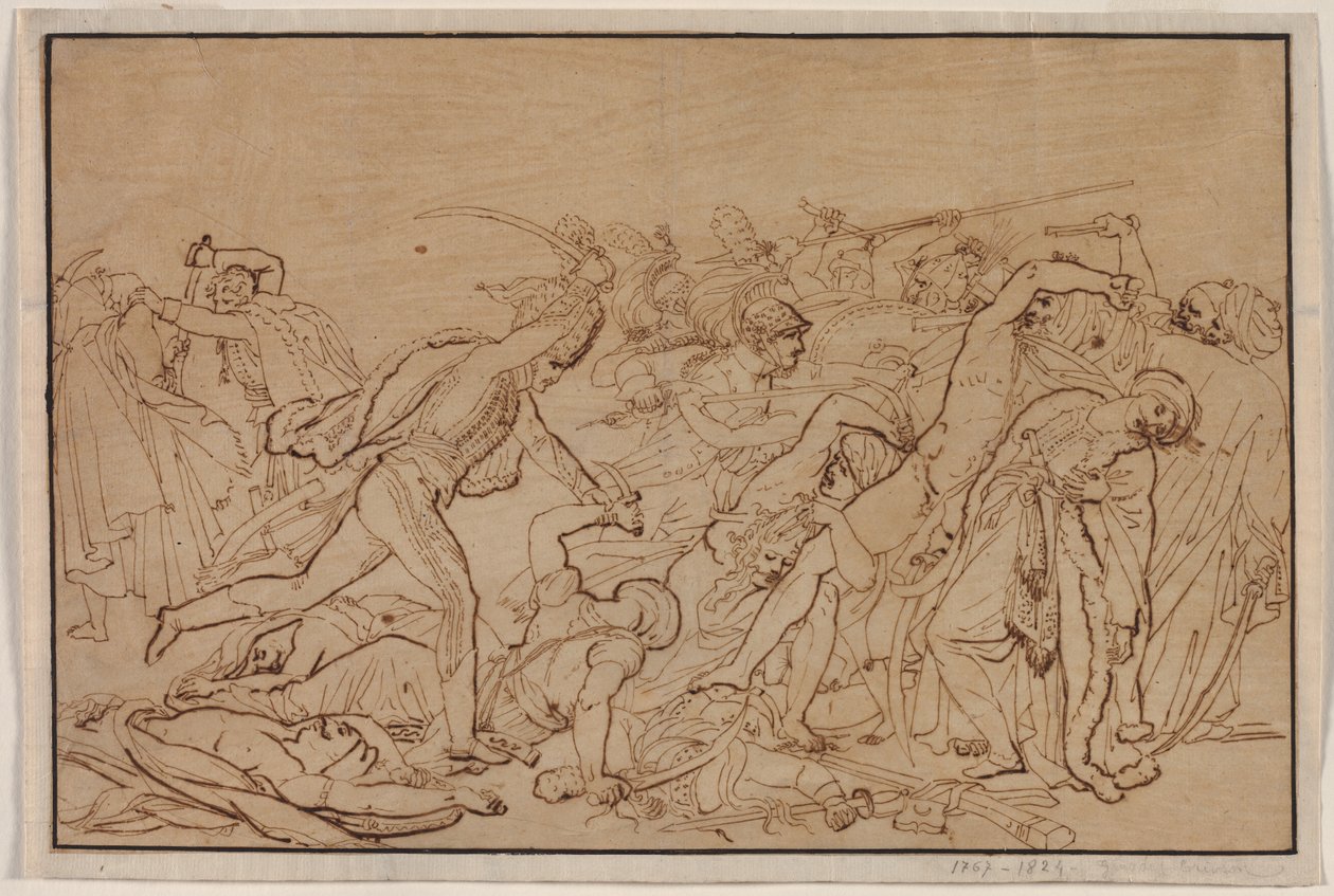 Studie för The Revolt of Cairo av Anne Louis Girodet de Roucy Trioson