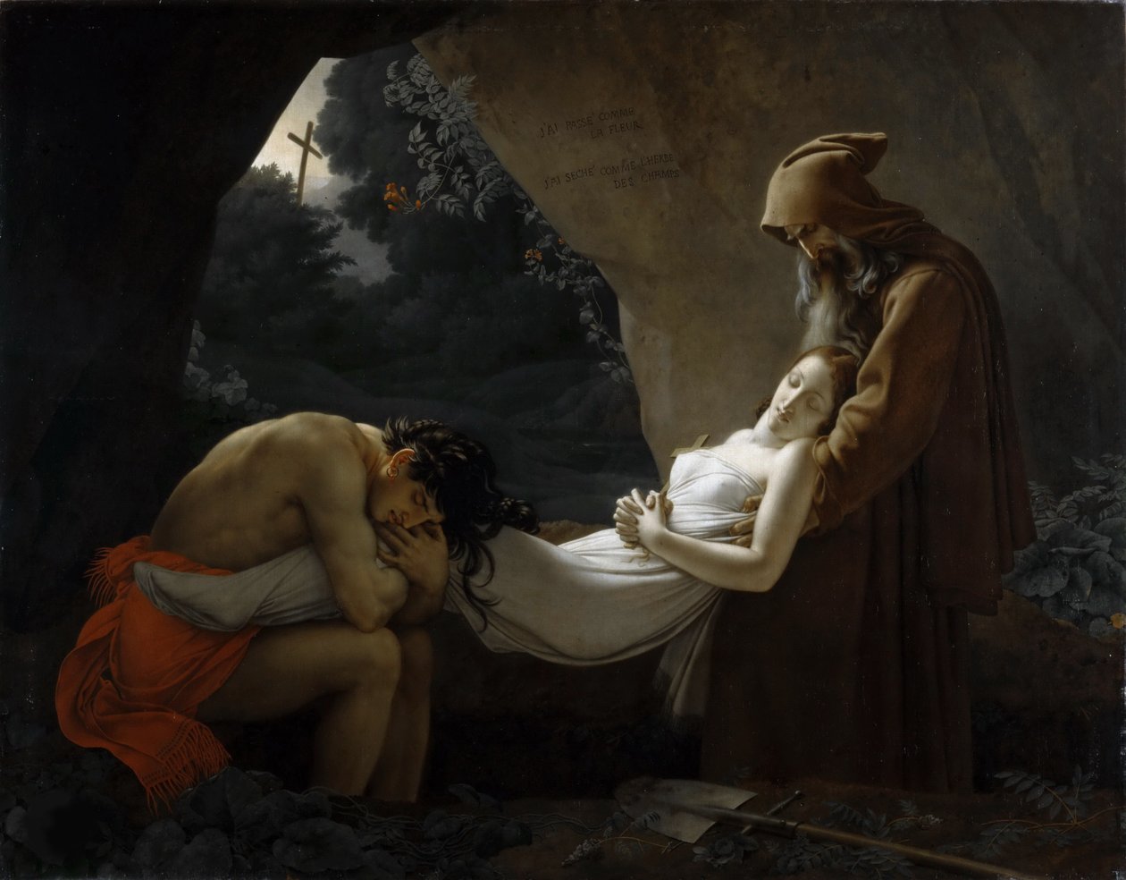 Gravläggningen av Atala, 1808. av Anne Louis Girodet de Roucy Trioson