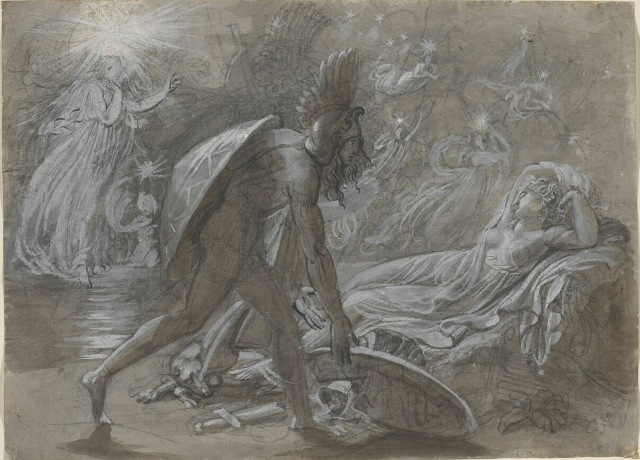 Fingal sörjer över Malvinas kropp, från Ossians Berrathon av Anne Louis Girodet de Roussy Trioson
