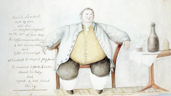 Daniel Lambert (1770-1809) 1813 (akvarell och grafit på papper) av Anne Marguerite Hyde de Neuville