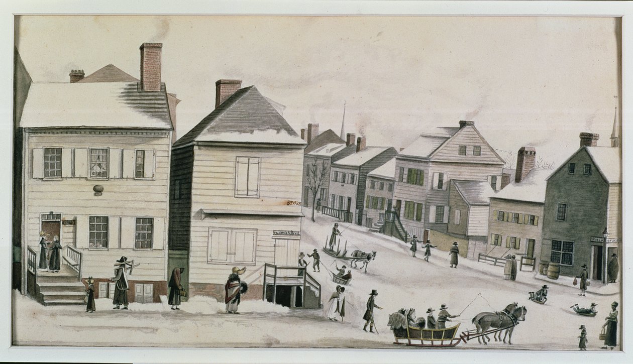 The Corner of Warren and Greenwich Street, 1809 av Anne Marguerite Hyde de Neuville