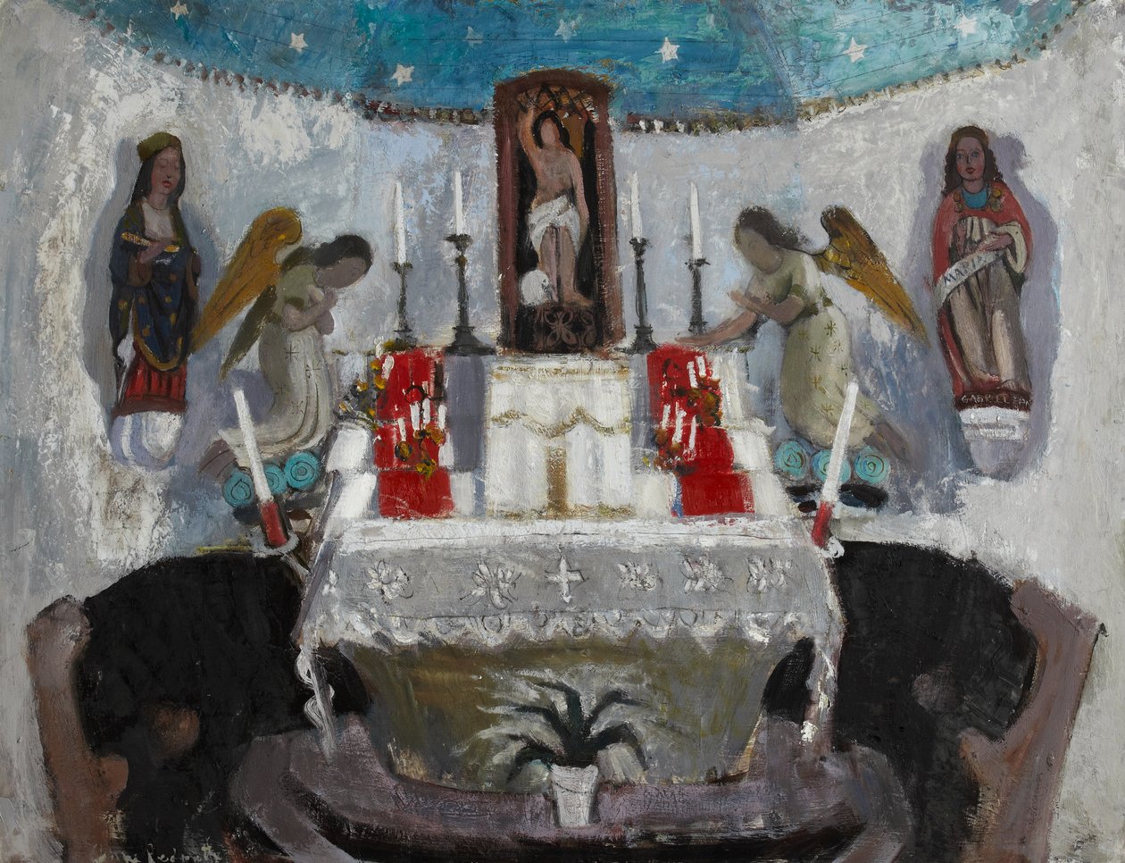 I kyrkan St Jean, Tréboul, ca 1953-54 (olja på pannå) av Anne Redpath