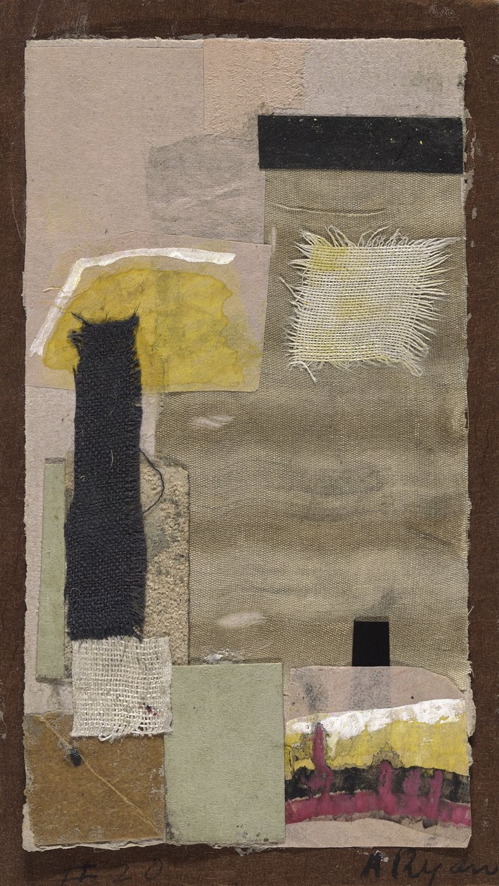 Utan titel (#20), ca 1948-54 (collage av tyg, färgat papper, sandpapper, gouache och akvarell på kartong) av Anne Ryan