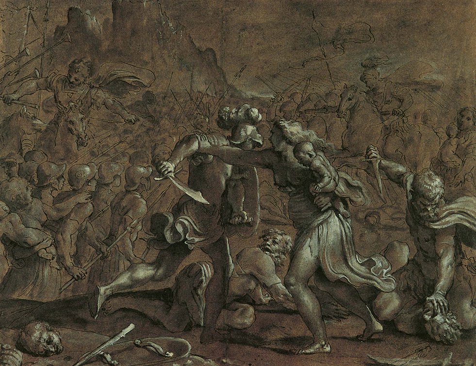Battle of the Romans and Sabines av Annibale Carracci
