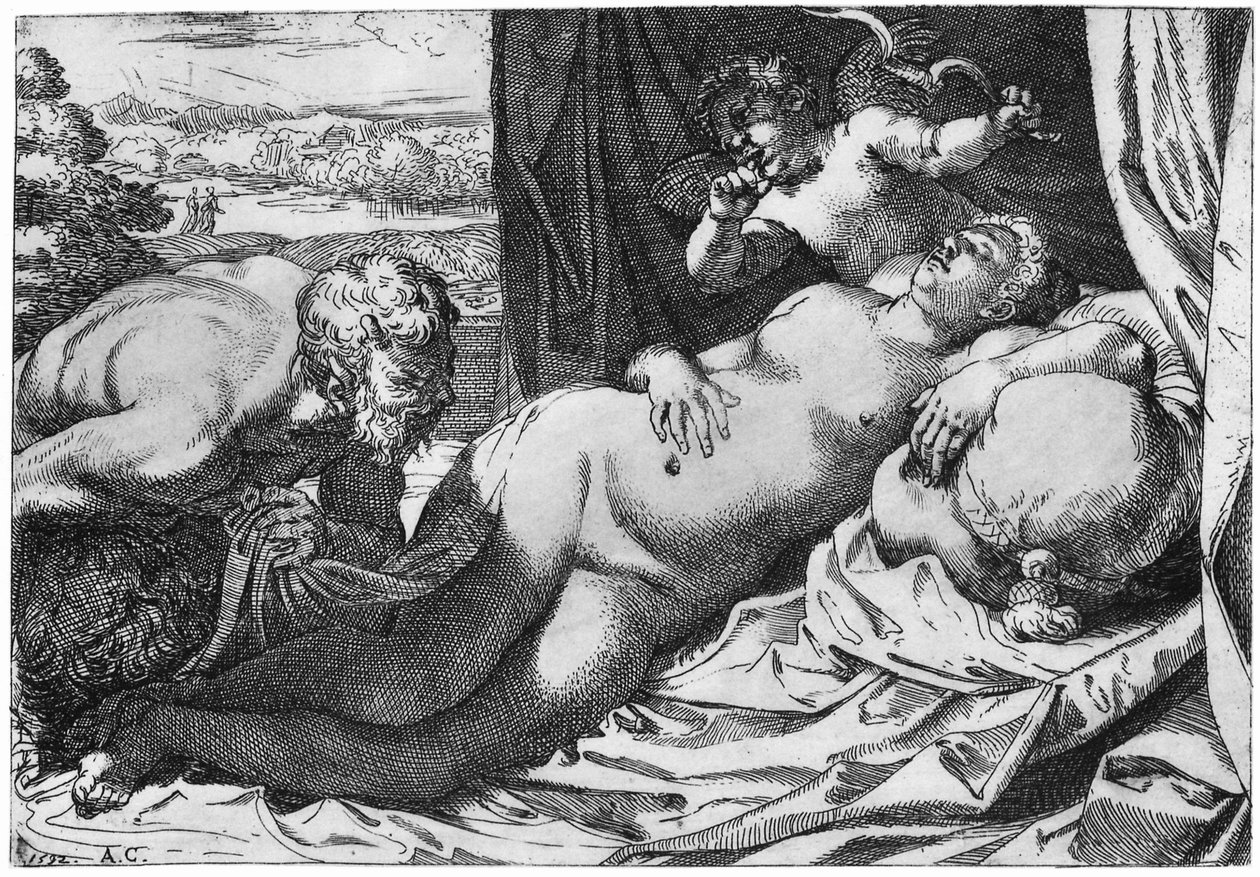 Jupiter and Antiope av Annibale Carracci