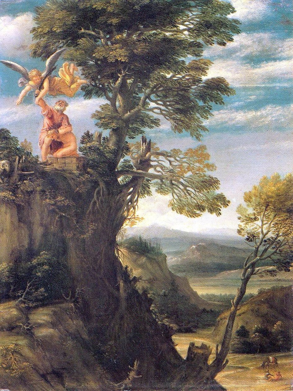 Landscape with the Binding of Isaac  av Annibale Carracci