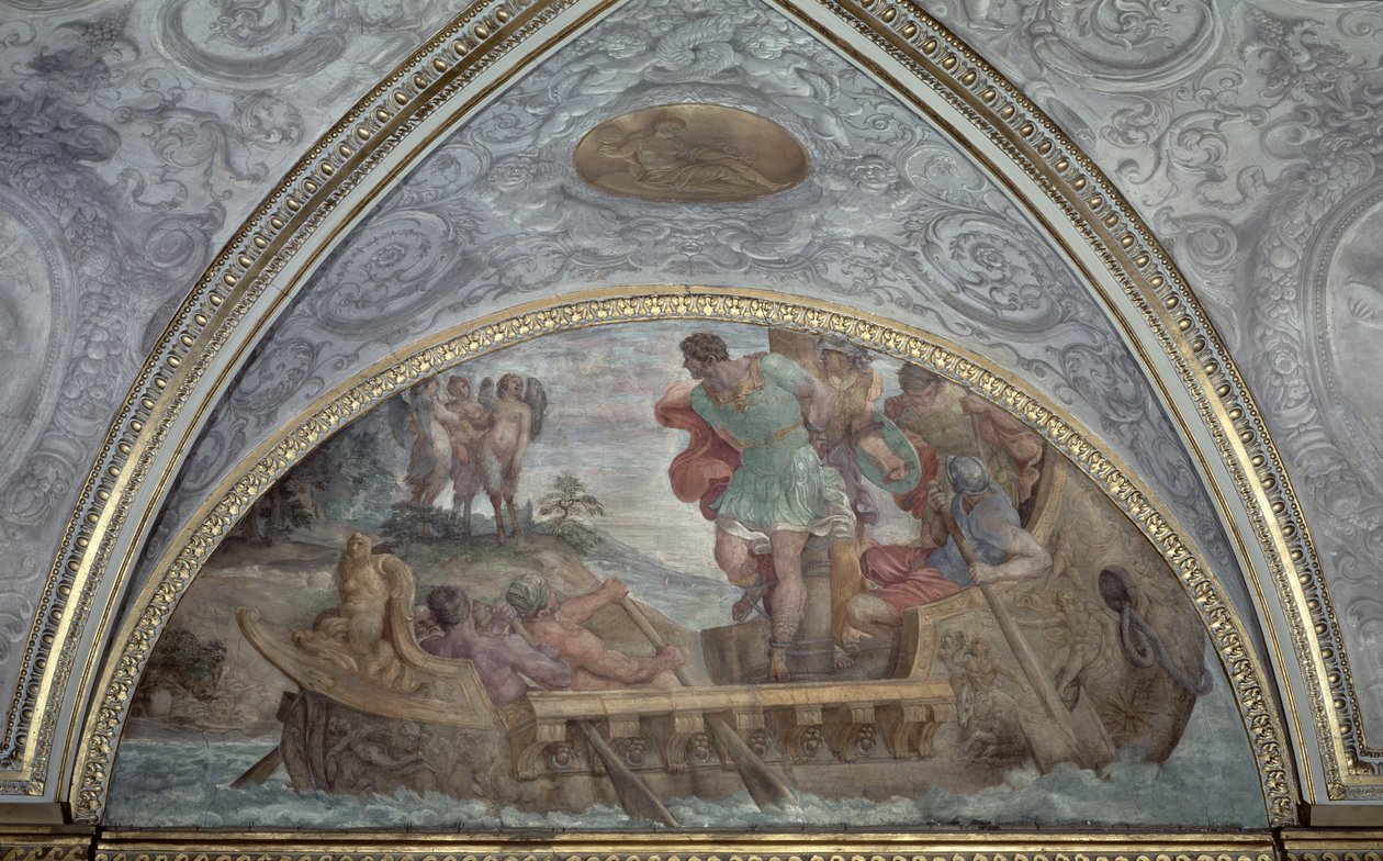 Lunett föreställande Odysseus och sirenerna, från "Camerino", 1596 av Annibale Carracci