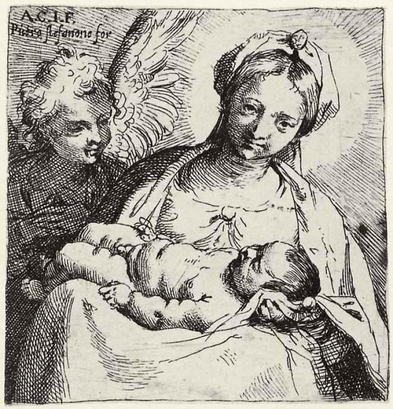 Madonna and Child with an Angel av Annibale Carracci