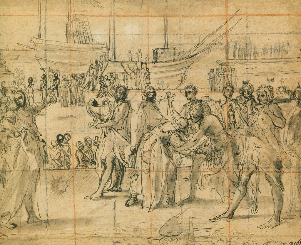 Meeting of Jason and King Aeëtes av Annibale Carracci