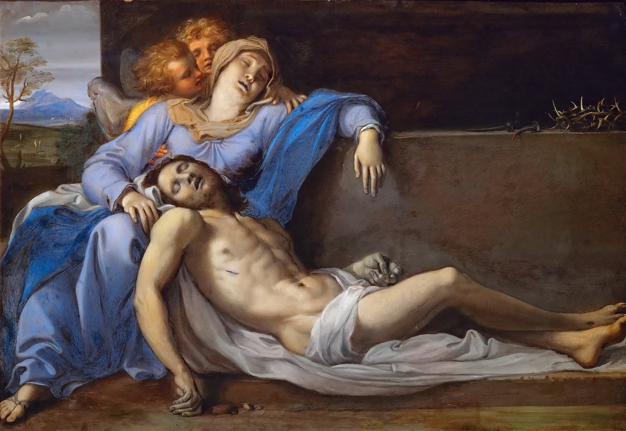 Pietà with two angels av Annibale Carracci