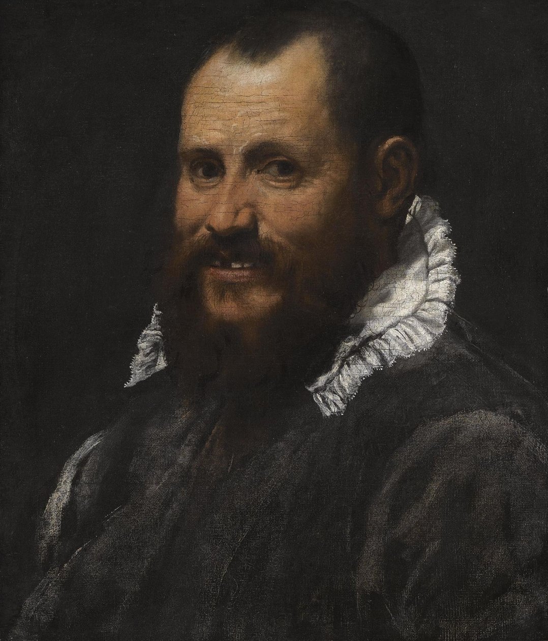 Portrait of a man, bust length, in a white collar av Annibale Carracci