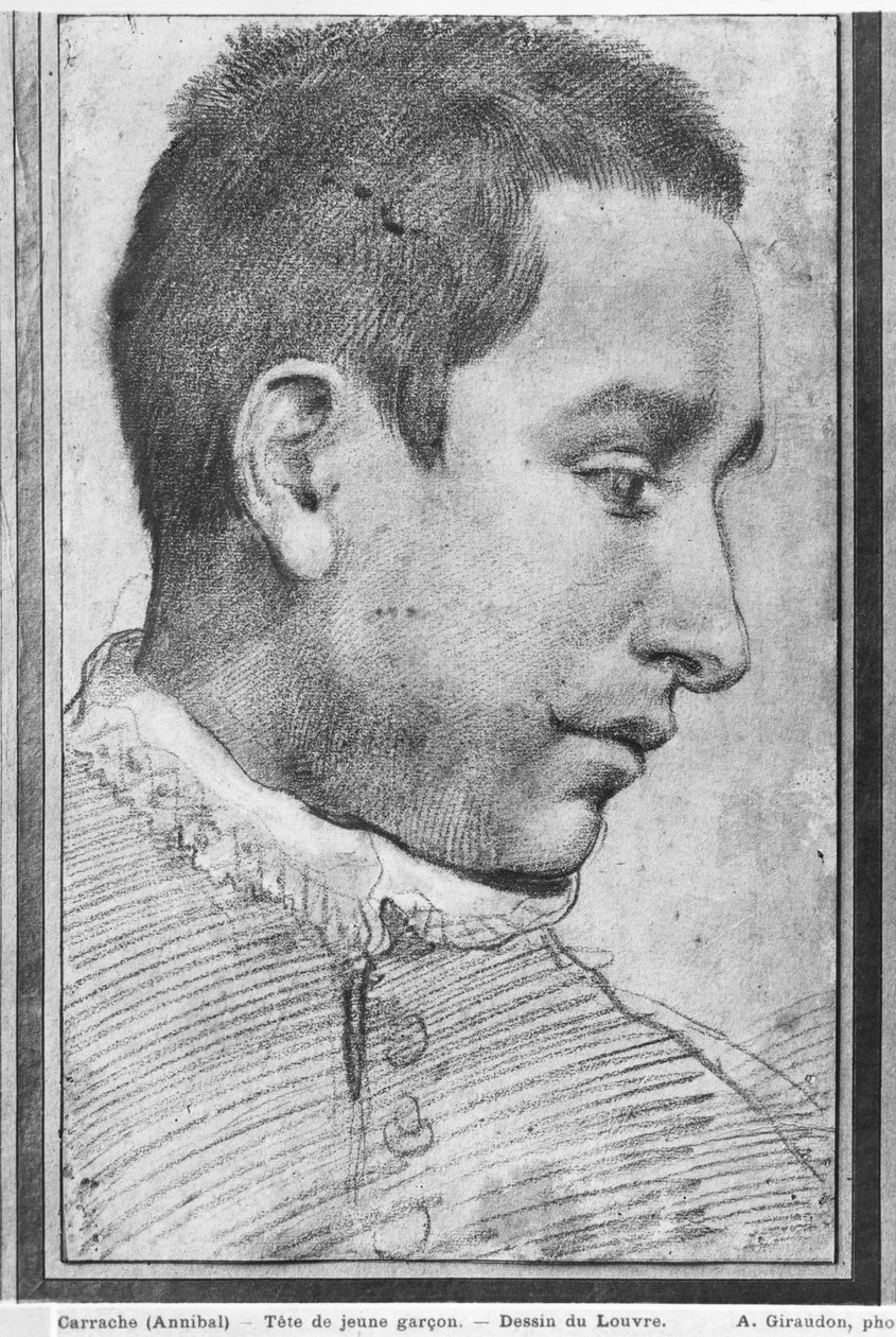 Porträtt av en ung man (röd krita, tvätt av röd krita och vita gouache-höjdpunkter på papper) av Annibale Carracci