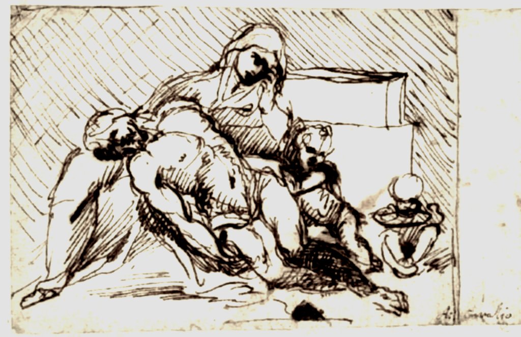 Sketch for Pieta av Annibale Carracci